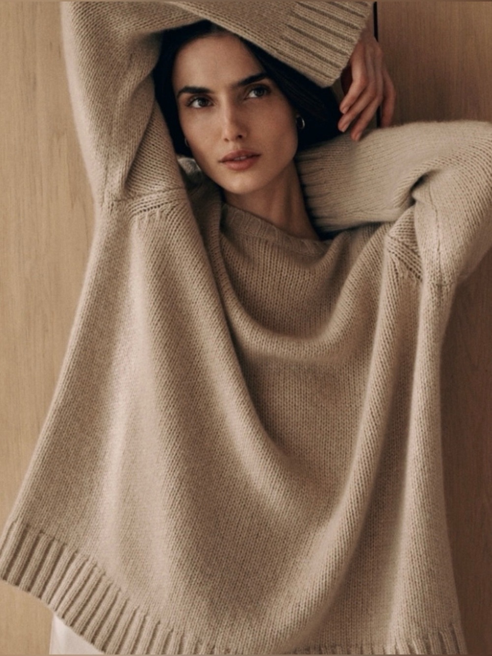Jenni Kayne Cashmere Amelia Crewneck Sweater in Warm Sand Size Small